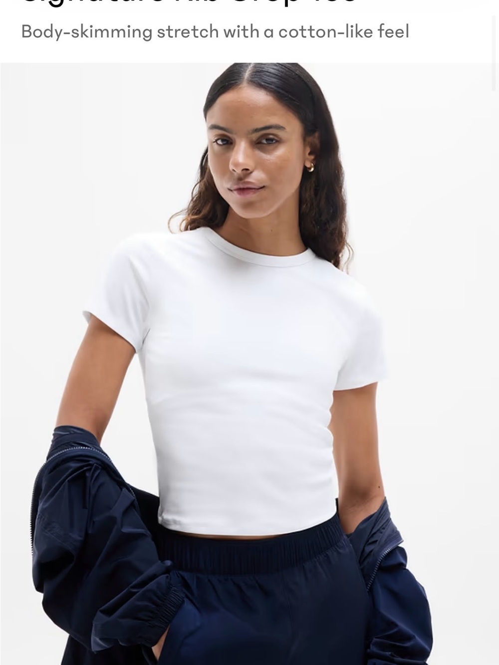 NWT Athleta White Stretch Crewneck Crop Tee